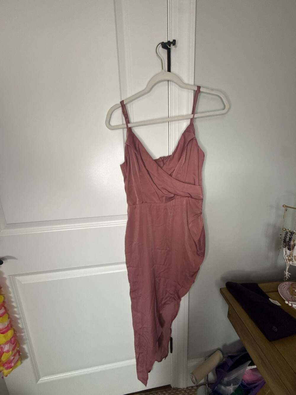 Lulus Let's Celebrate Tonight Mauve Satin Asymmetrical Dress Size S